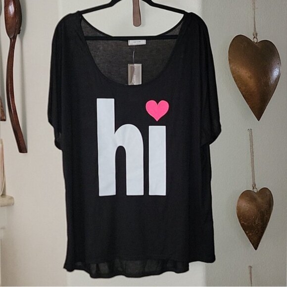 Aran's Den Hi Bye OVERSIZED shirt black size 1X - Picture 1 of 2